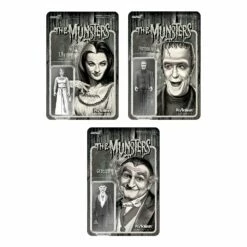 SUPER7 Munsters ReAction Figures Wave 2 Grayscale Set Of 3