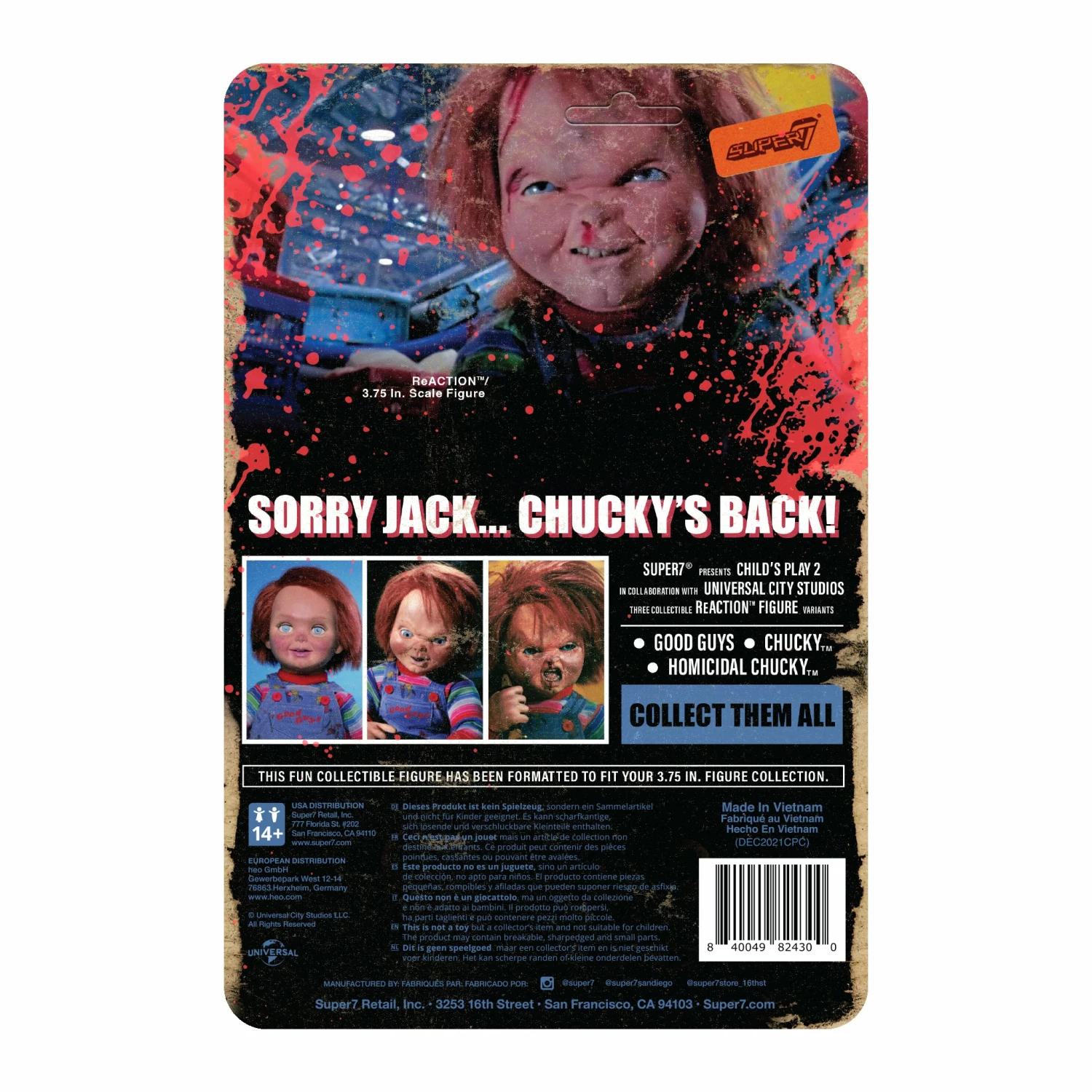 SUPER7 Child's Play ReAction Figures Wave 2 - Homicidal Chucky (Blood Splatter) 3 SUPER7 Child's Play ReAction Figures Wave 2 - Homicidal Chucky (Blood Splatter) - Image 3