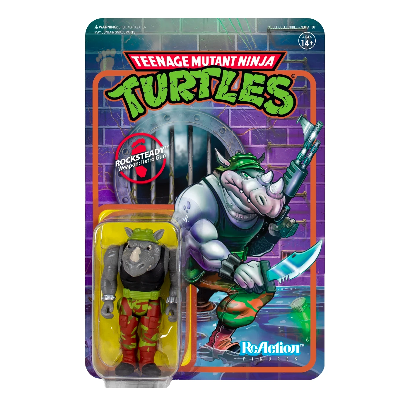 SUPER7 Teenage Mutant Ninja Turtles ReAction Figure - Rocksteady 1 SUPER7 Teenage Mutant Ninja Turtles ReAction Figure - Rocksteady