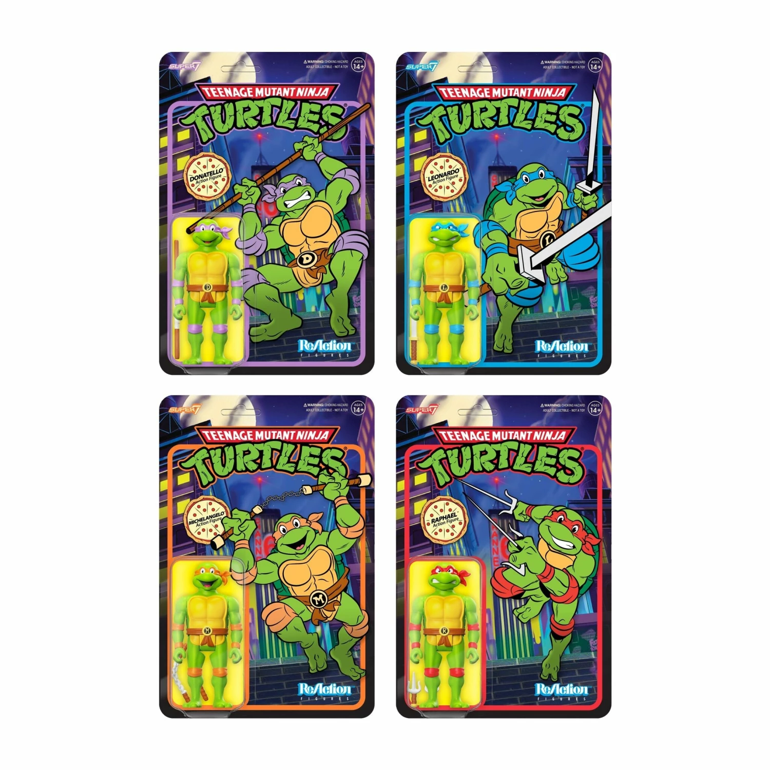 SUPER7 Teenage Mutant Ninja Turtles ReAction Wave 7 - Donatello, Leonardo, Michelangelo & Raphael (Toon) 1 SUPER7 Teenage Mutant Ninja Turtles ReAction Wave 7 - Donatello, Leonardo, Michelangelo & Raphael (Toon)
