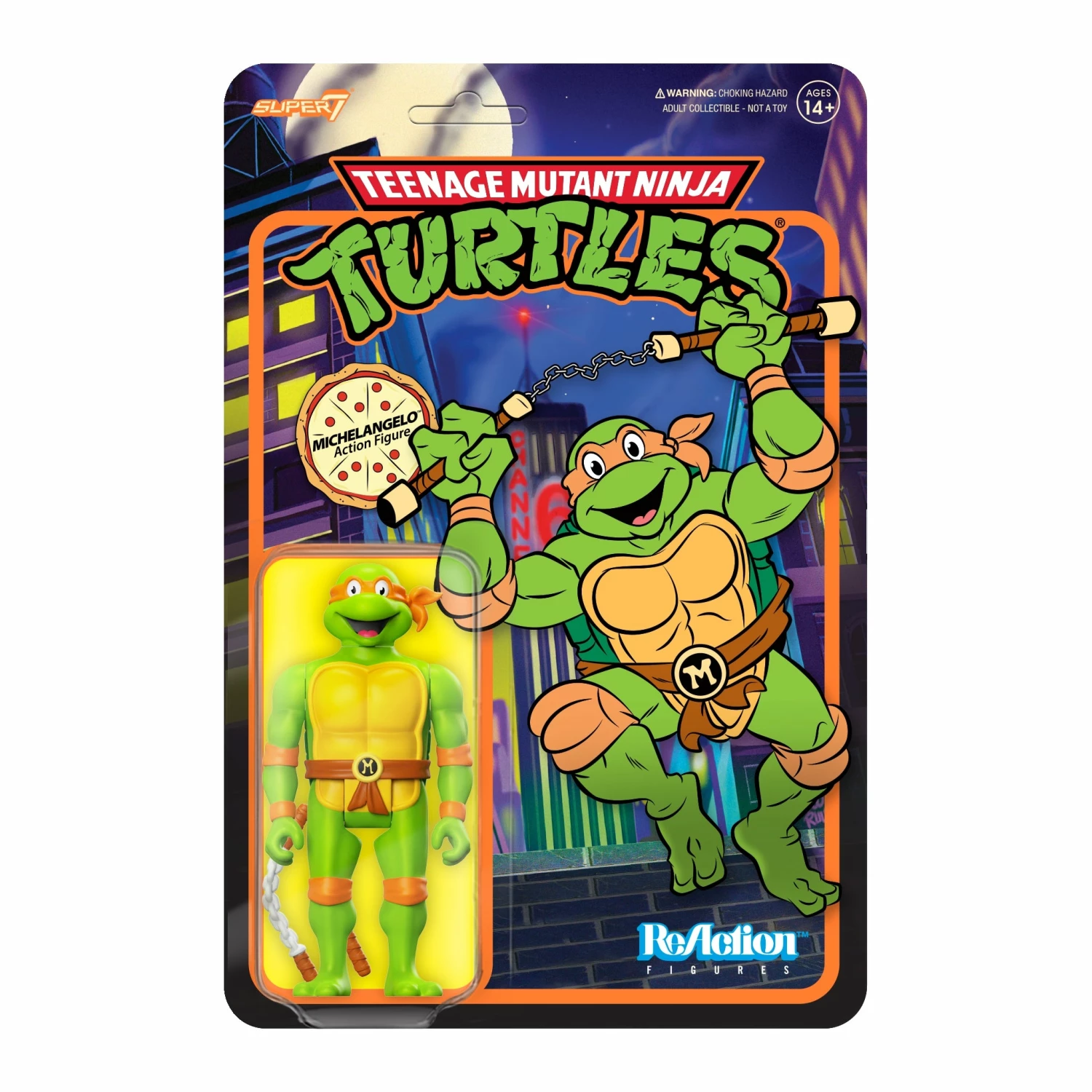 SUPER7 Teenage Mutant Ninja Turtles ReAction Wave 7 - Michelangelo Toon 1 SUPER7 Teenage Mutant Ninja Turtles ReAction Wave 7 - Michelangelo Toon