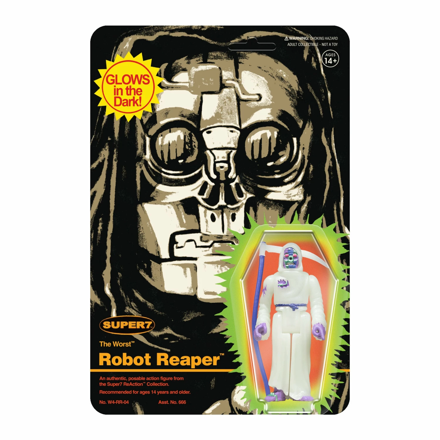 SUPER7 The Worst ReAction Wave 1 - Robot Reaper (Monster Glow) 1 SUPER7 The Worst ReAction Wave 1 - Robot Reaper (Monster Glow)