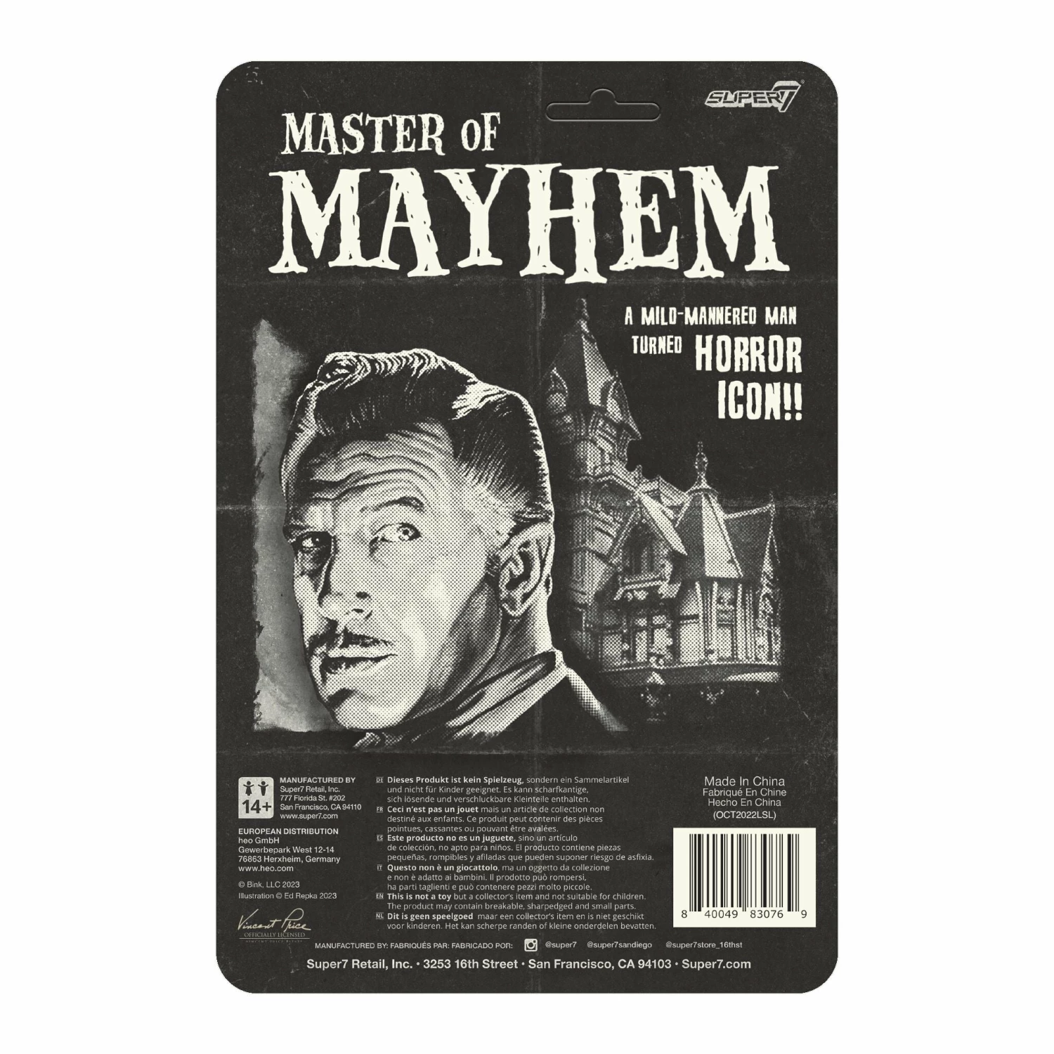SUPER7 Vincent Price ReAction - Vincent Price (Grayscale) 5 SUPER7 Vincent Price ReAction - Vincent Price (Grayscale) - Image 5